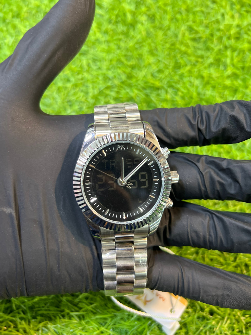 MATTURI Hybrid Analog-Digital Silver-Tone Watch