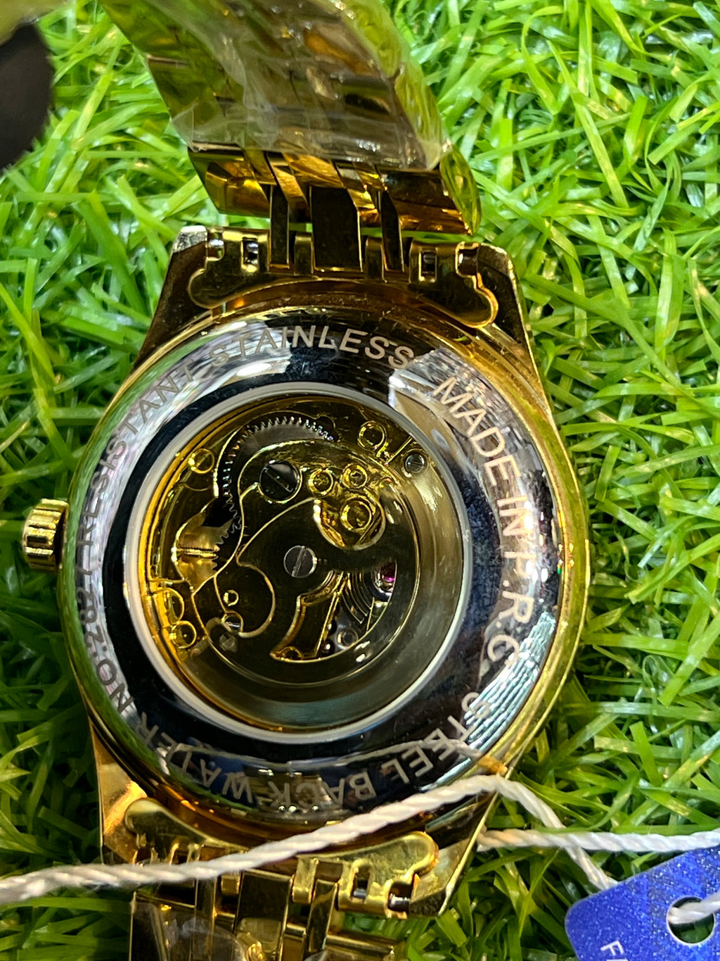 LEOPARD Gold-Tone Skeleton Automatic Stainless Steel Watch