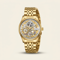 Gold-tone skeleton watch studio image