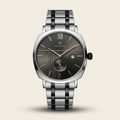Silver & Black-Tone Textured Dial Men’s Watch
